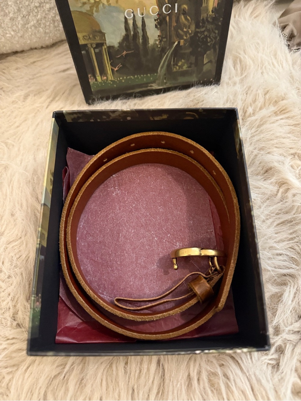 Gucci Brown Leather Belt with Gold Double G Buckle - Picture 6 of 8